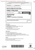 Pearson Edexcel 9PS0/01 GCE Psychology (9PS0) Paper 1: Foundations in Psychology Merged Question Paper + Mark Scheme