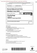 Pearson Edexcel 9PS0/03 GCE Psychology (9PS0) Paper 3: Psychological Skills Merge Question Paper + Mark Scheme