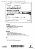 Pearson Edexcel 8PS0/01 GCE Psychology (8PS0) Paper 1: Social and Cognitive Psychology Merged Question Paper + Mark Scheme