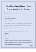 Blood Transfusion Therapy Exam Practice Questions and Answers