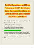 Certified Compliance and Ethics Professional (CCEP) Certification Study Resources | Questions and Correct Answers | Latest Update 2024/2025 | 100% PASS