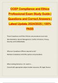 CCEP Compliance and Ethics Professional Exam Study Guide | Questions and Correct Answers | Latest Update 2024/2025 | 100% PASS