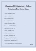 Chemistry 099 Montgomery College- Polyatomic Ions Study Guide