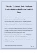 Esthetics Tennessee State Law Exam Practice Questions and Answers 100% Pass