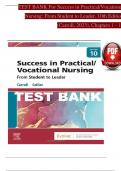 TEST BANK For Success in Practical Vocational Nursing 10th Edition by Carrol Collier, Verified Chapters 1 - 19, Complete Newest Version