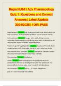 Regis NU641 Adv Pharmacology Quiz 1 | Questions and Correct Answers | Latest Update 2024/2025 | 100% PASS