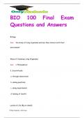 BIO 100 Final Exam Questions and Answers