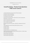 Social Psychology - Practice Exam Questions With Correct Answers