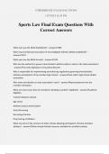 Sports Law Final Exam Questions With Correct Answers