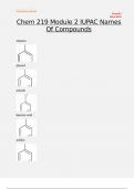 Chem 219 Module 2 IUPAC Names Of Compounds 2024/2025 With complete solutions latest update