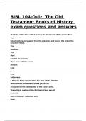 BIBL 104-Quiz The Old Testament Books of History exam questions and answers|100% accuracy