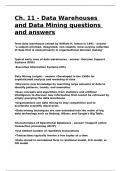 Ch. 11 - Data Warehouses and Data Mining questions and answers