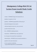 Montgomery College Biol 151 1st Lecture Exam (vocab) Study Guide Solutions