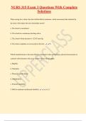 NURS 315 Exam 3 Questions With Complete  Solutions