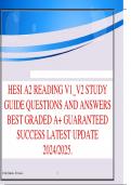 HESI A2 READING V1_V2 STUDY GUIDE QUESTIONS AND ANSWERS BEST GRADED A+ GUARANTEED SUCCESS LATEST UPDATE 2024/2025.