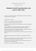 Stimulus Control Exam Questions And Answers 100% Pass