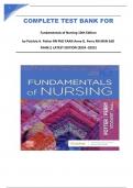 COMPLETE TEST BANK FOR Fundamentals of Nursing 10th Edition by Patricia A. Potter RN PhD FAAN Anne G. Perry RN MSN EdD FAAN|| LATEST EDITION {2024 -2025}