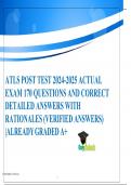 ATLS POST TEST 2024-2025ACTUALEXAM 170 QUESTIONSANDCORRECTDETAILED ANSWERS WITHRATIONALES (VERIFIEDANSWERS)|ALREADYGRADEDA+