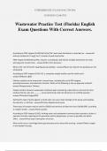 Wastewater Practice Test (Florida) English Exam Questions With Correct Answers.