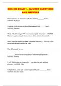 BMS 300 EXAM 1 – QUIZZES QUESTIONS AND ANSWERS