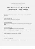 Utah Drivers License: Practice Test Questions With Correct Answers