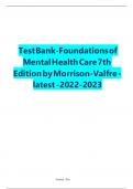 Test Bank - Foundations of Mental Health Care, 7th Edition (Morrison-Valfre, 2021), Chapter 1-33 | All Chapters Latest Update 2024