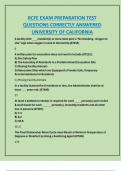 RCFE EXAM PREPARATION TEST  QUESTIONS CORRECTLY ANSWERED  UNIVERSITY OF CALIFORNIA