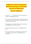 LCSW Exam Solved Questions  With Revised Correct Detailed  Answers& Rationales  >Latest Update>> 