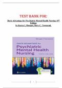 TEST BANK FOR DAVIS ADVANTAGE FOR PSYCHIATRIC MENTAL HEALTH NURSING, 10TH EDITION, KARYN I. MORGAN, MARY C. TOWNSEND, ISBN-13: 9780803699670 