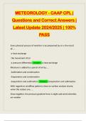 METEOROLOGY - CAAP CPL | Questions and Correct Answers | Latest Update 2024/2025 | 100% PASS