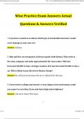 Wise Practice Exam Answers Updated Questions and Answers (2024/2025) (Verified Answers)