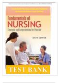 Test Bank for Fundamentals of Nursing Concepts and Competencies for Practice 9th Edition by Craven with All  43 Chapters Fully Covered, ISBN No; 9781975120429 , (NEWEST 2024)