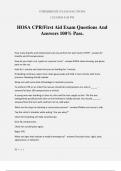 HOSA CPR/First Aid Exam Questions And Answers 100% Pass.