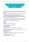 2024 MEDICATION AIDE FINAL STUDY GUIDE EXAM WITH CORRECT ANSWERS