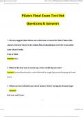 Pilates Final Exam Test Out 2024 Latest Actual Questions and Answers (2024/2025) (Verified Answers)