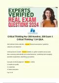 Critical Thinking Nur 200 Hondros, 200 Exam 1 Critical Thinking/ 114 Q&A.  