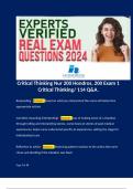 Critical Thinking Nur 200 Hondros, 200 Exam 1 Critical Thinking/ 114 Q&A.