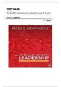 TEST BANK FOR Introduction to Leadership: Concepts and Practice 5th Edition by Dr. Peter G. Northouse , ISBN: 9781544351599 |All Chapters Covered| Guide A+