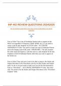 INP 402 REVIEW QUESTIONS 20242025 WITH GUARANTEED ACCURATE ANSWERS