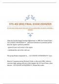 STS 402 (602) FINAL EXAM 20242025 WITH GUARANTEED ACCURATE ANSWERS |VERIFIED