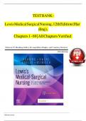 Test Bank for Lewis Medical Surgical Nursing 12th Edition by Mariann M. Harding, Jeffrey Kwong, Debra Hagler All Chapters Covered (Chapters 1 to 69) Correct Answers