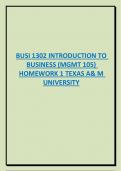 BUSI 1302 INTRODUCTION TO  BUSINESS (MGMT 105)  HOMEWORK 2 TEXAS A& M  UNIVERSITY