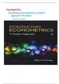 Test Bank For  introductory econometrics: a modern approach 7th edition by jeffrey m. wooldridge