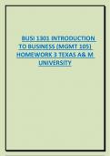 BUSI 1301 INTRODUCTION  TO BUSINESS (MGMT 105)  HOMEWORK 3 TEXAS A& M  UNIVERSITY