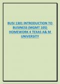 BUSI 1301 INTRODUCTION TO  BUSINESS (MGMT 105)  HOMEWORK 4 TEXAS A& M  UNIVERSITY