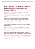 NUR 170 Exam 3 2024 | NUR 170 Actual  Exam 2024 Questions and Correct  Answers Rated A+