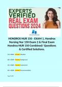 HONDROS NUR 150 - EXAM 1, Hondros Nursing Nur 150-Exam 2 & Final Exam Hondros NUR 150 Combined/ Questions & Certified Solutions.   (S) in SBAR - Answer: Situation  (B) in SBAR - Answer: Background  (A) in SBAR - Answer: Assessment  (R) in SBAR - Answer: R