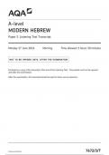 AQA A-level MODERN HEBREW Paper 3 Listening Test Transcript 7672-3  june 2024 