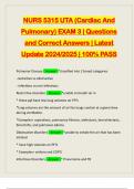 NURS 5315 UTA (Cardiac And Pulmonary) EXAM 3 | Questions and Correct Answers | Latest Update 2024/2025 | 100% PASS