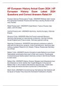 AP European History Actual Exam 2024 | AP  European History Exam Latest 2024  Questions and Correct Answers Rated A+